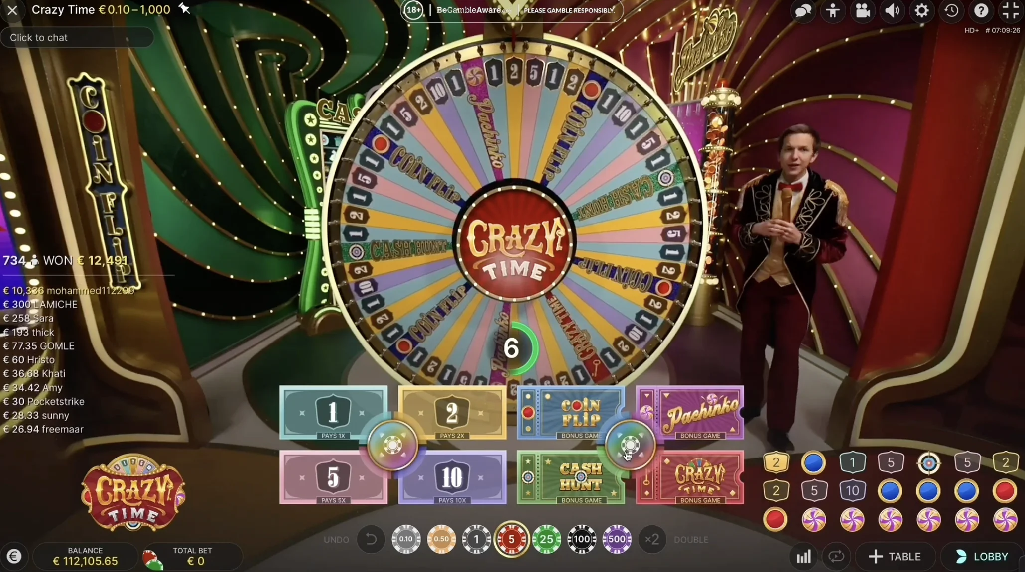 Versione Mobile di Crazy Time